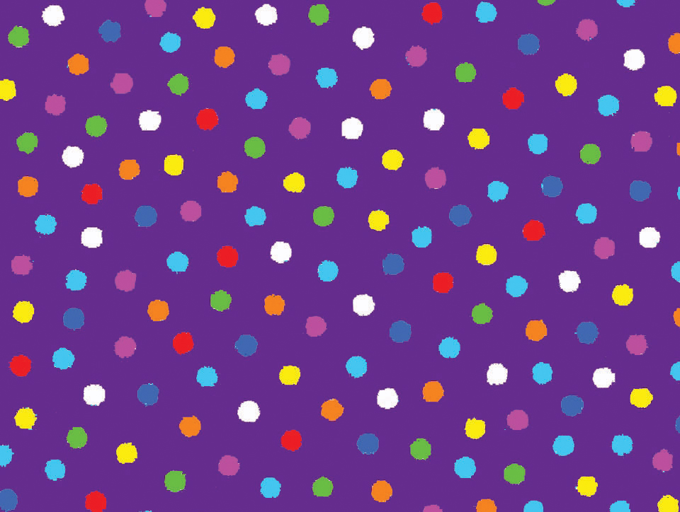 Multi Coloured Dots on Purple - Click Image to Close